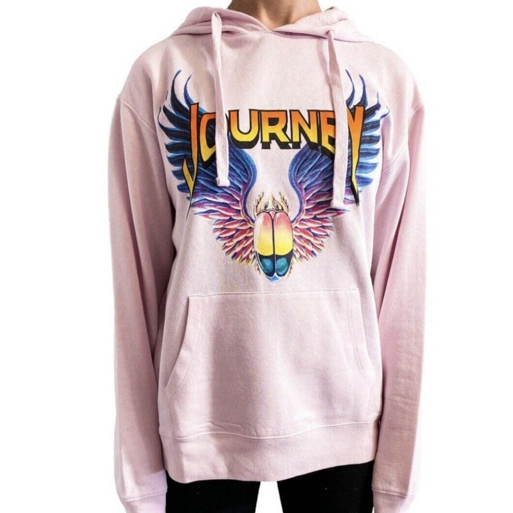 Journey Band Retro Graphic Pink Hoodie Sweatshirt
